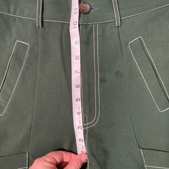 Ghospell Dark Green High Rise Woman’s Pants Two Big Front Pockets Size S - Picture 12 of 13